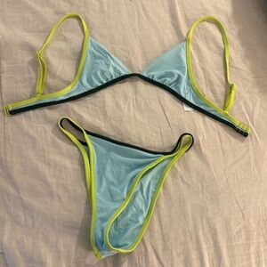 Aerie contrast color triangle cheeky bikini